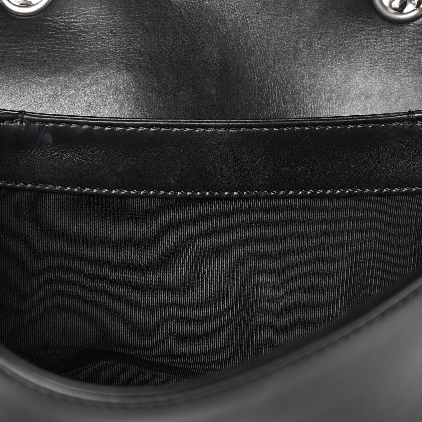 Calfskin Studded Chevron Quilted Flap Black