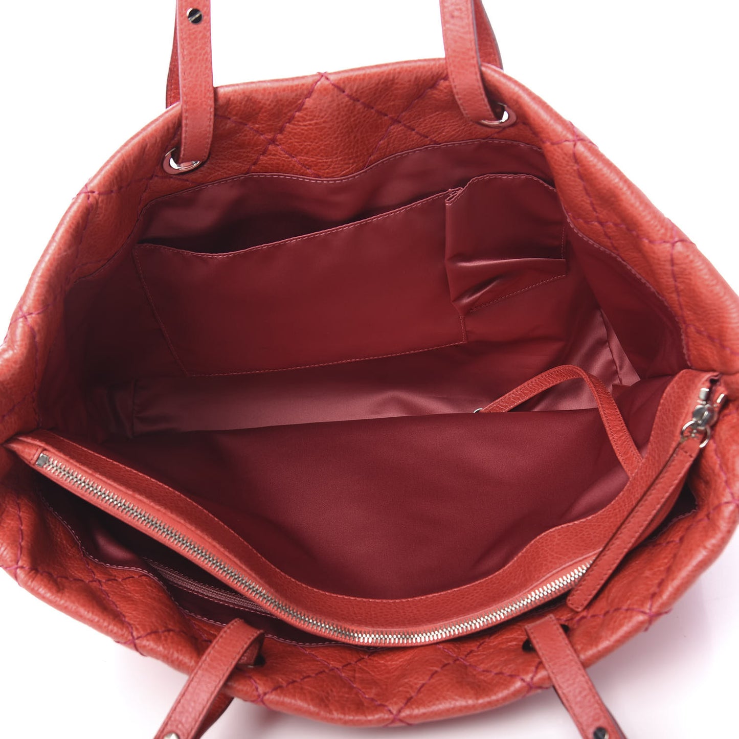 Glazed Calfskin Large On The Road Tote Red