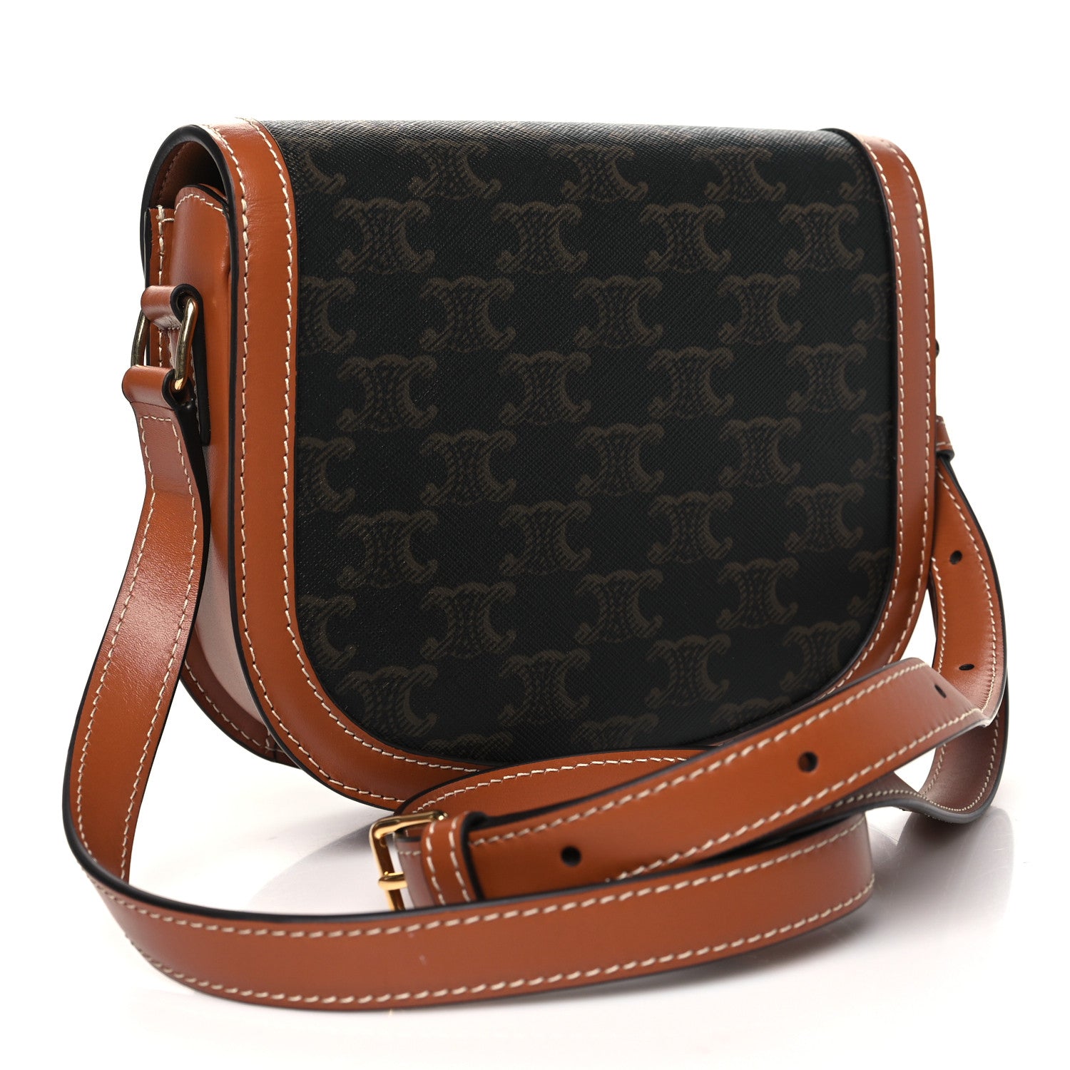 Celine Canvas Calfskin Triomphe Teen Besace Tan 3 of 10