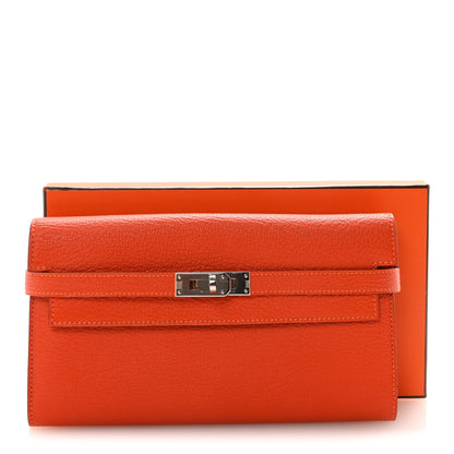 Hermes Chevre Mysore Kelly Longue Wallet Feu 8 of 8