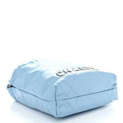 Chanel Shiny Calfskin Quilted Mini Chanel 22 Light Blue 4 of 10