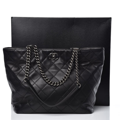 Chanel Calfskin Quilted Shopping In Chains Tote Black 13 of 13