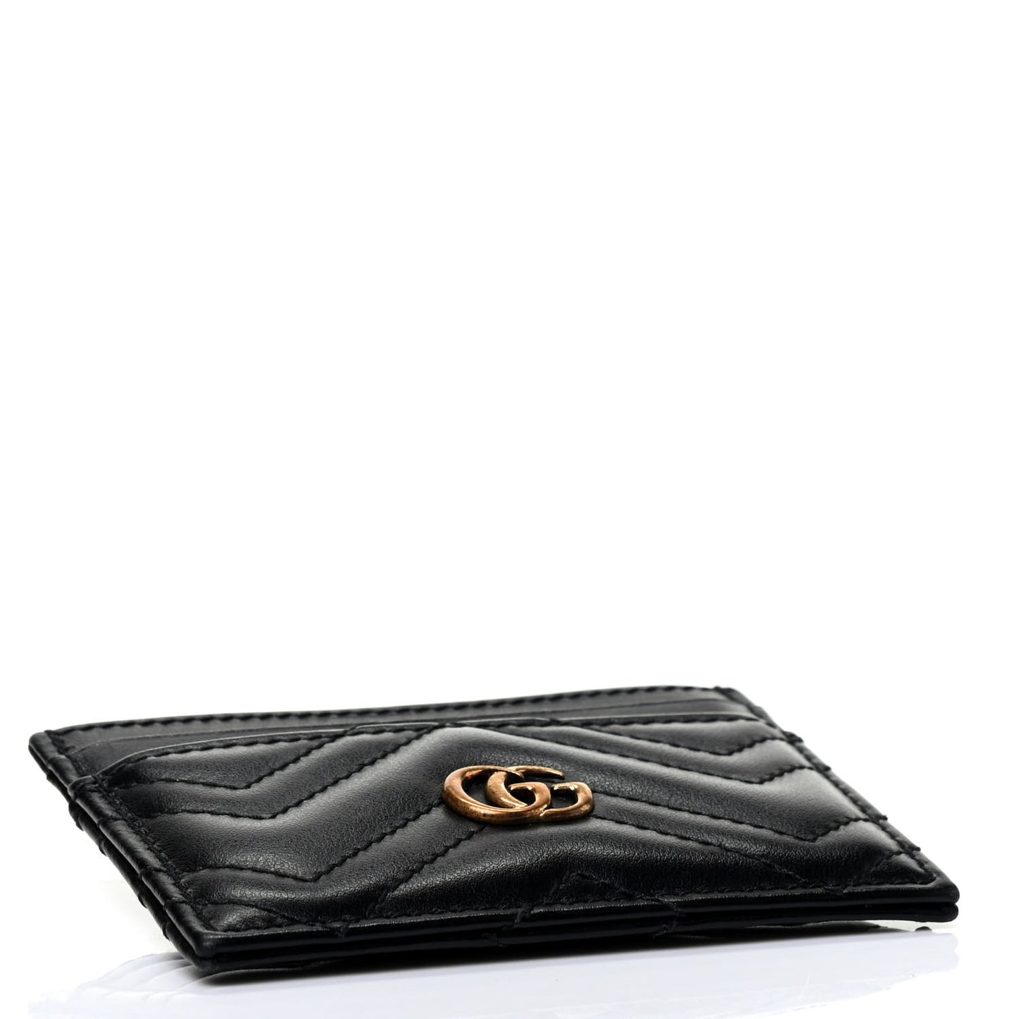 Calfskin Matelasse GG Marmont Card Holder Black