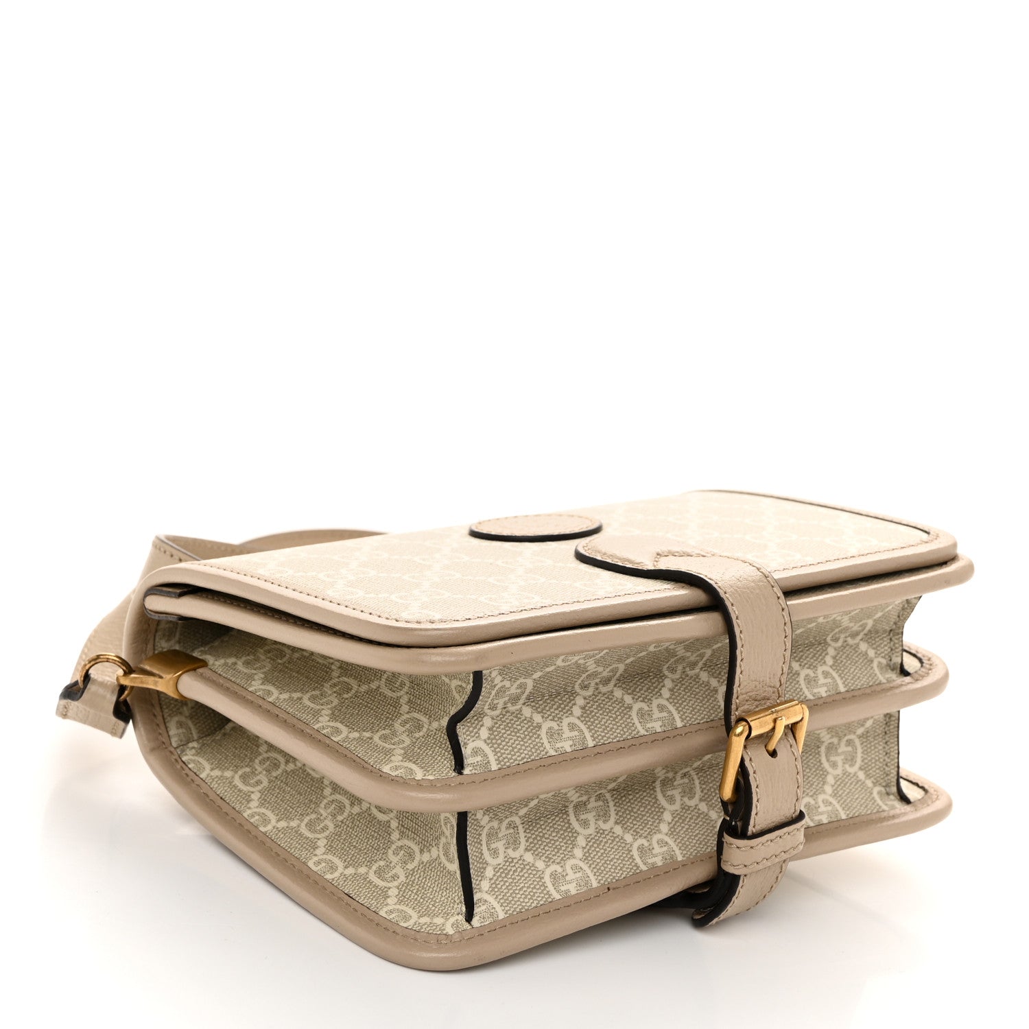 Gucci GG Supreme Monogram Textured Dollar Calfskin Mini Retro Interlocking G Flap Shoulder Bag Beige Mystic White Oatmeal 4 of 10