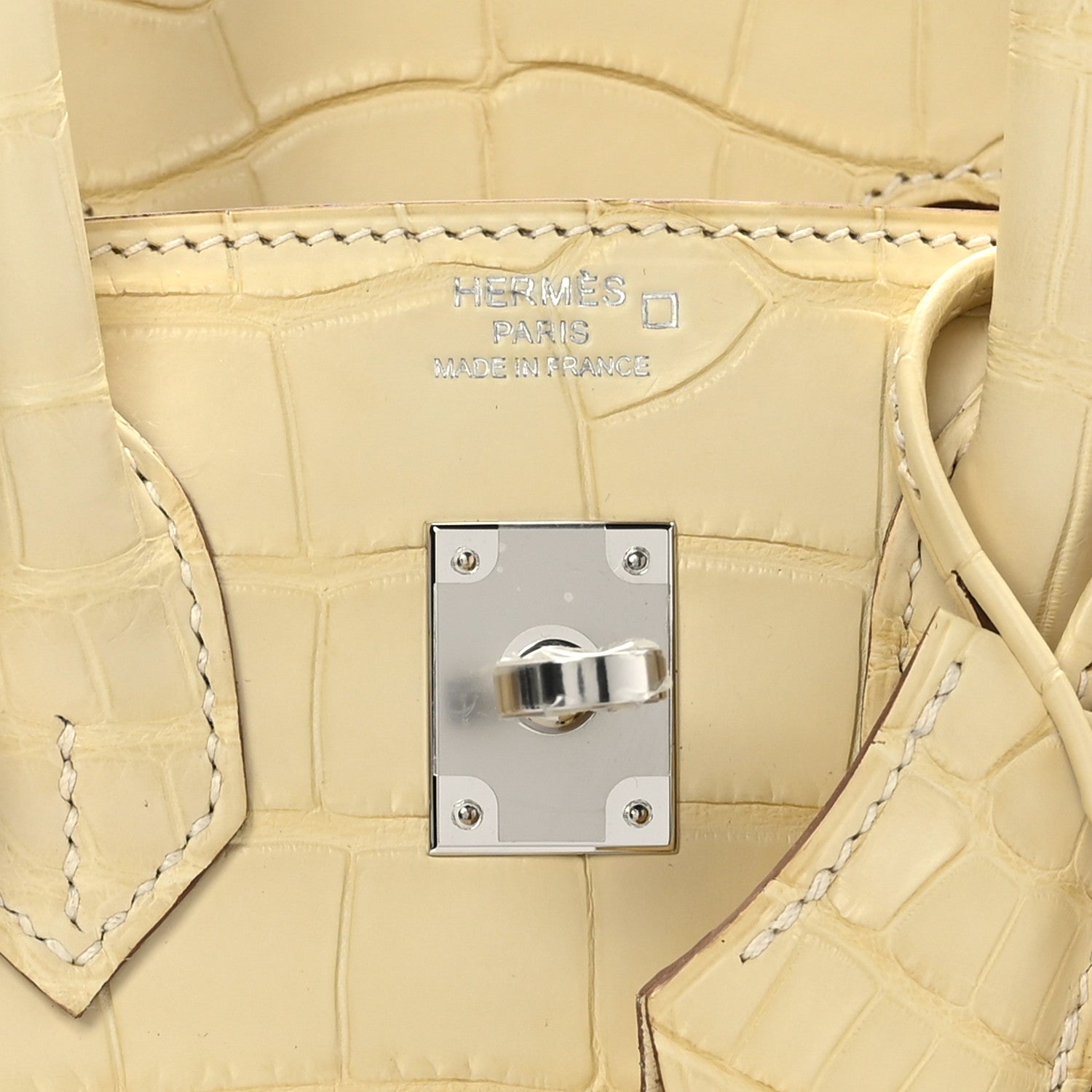 Hermes Matte Alligator Birkin 25 Vanille 6 of 12