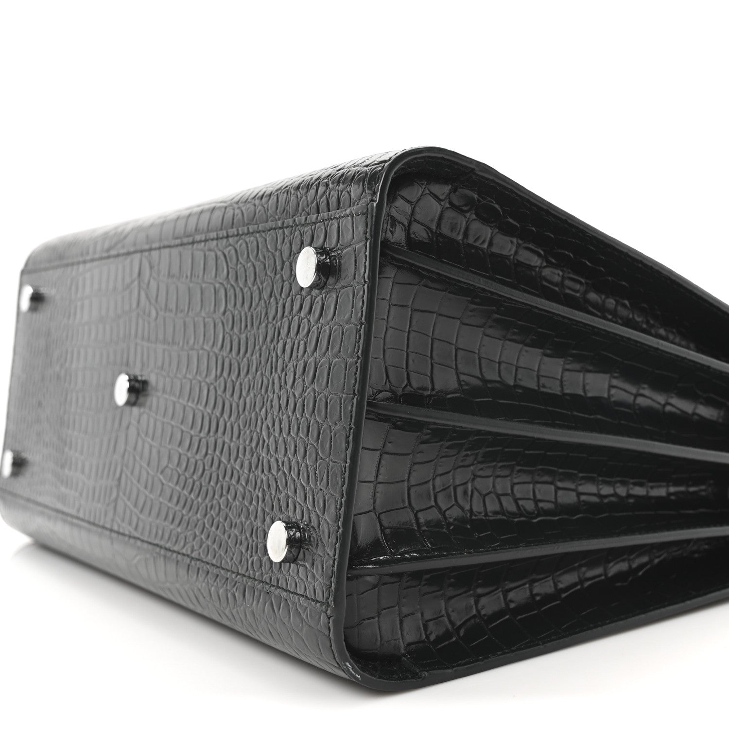 Saint Laurent Patent Crocodile Embossed Small Sac de Jour Dark Green 9 of 9