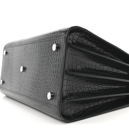 Saint Laurent Patent Crocodile Embossed Small Sac de Jour Dark Green 9 of 9