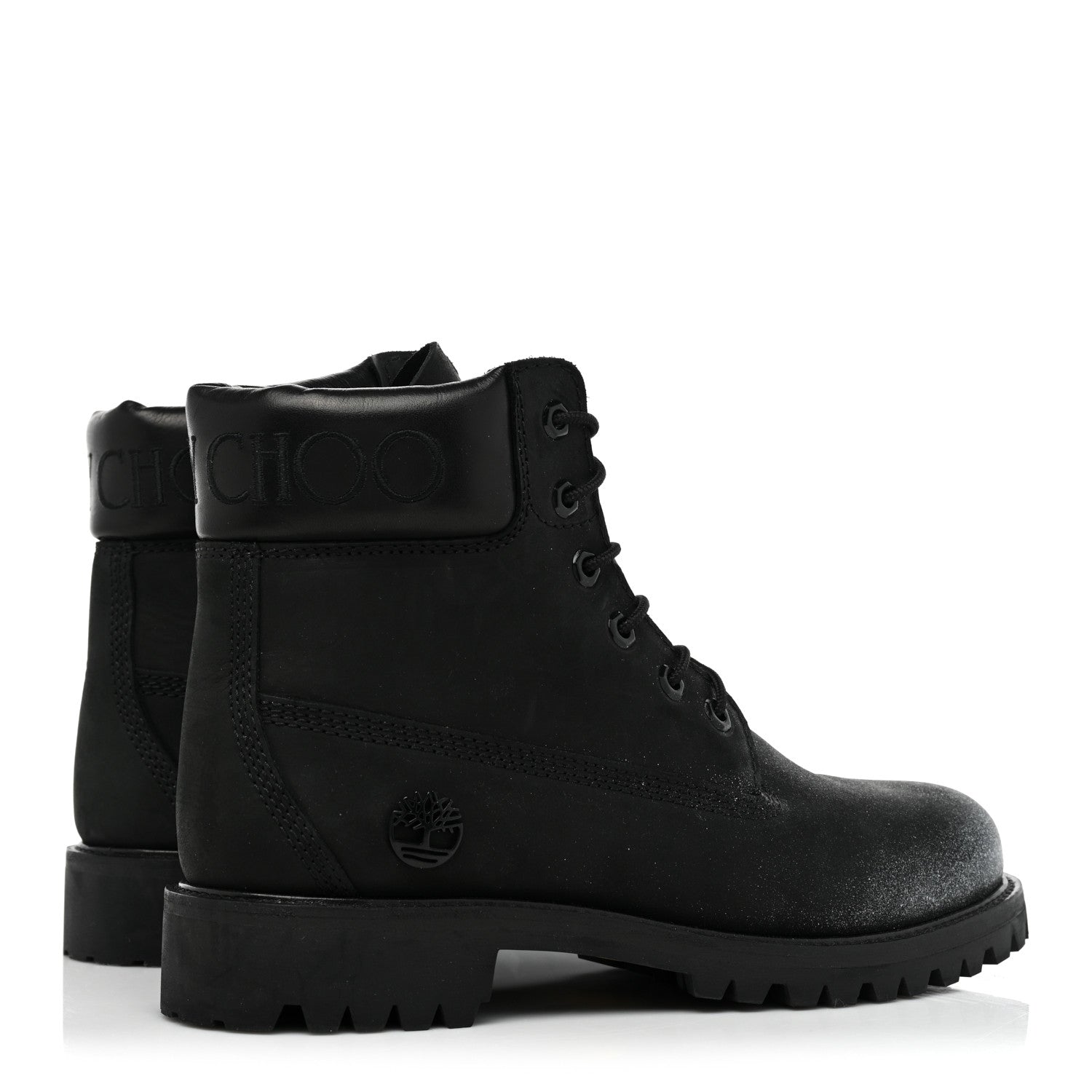 Jimmy Choo X TIMBERLAND Nubuck Glitter Ankle Boots 10 Black Gunmetal 5 of 12