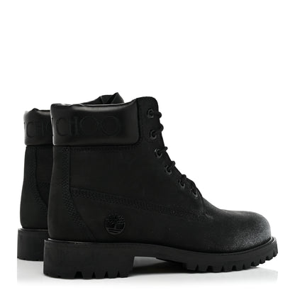 Jimmy Choo X TIMBERLAND Nubuck Glitter Ankle Boots 10 Black Gunmetal 5 of 12