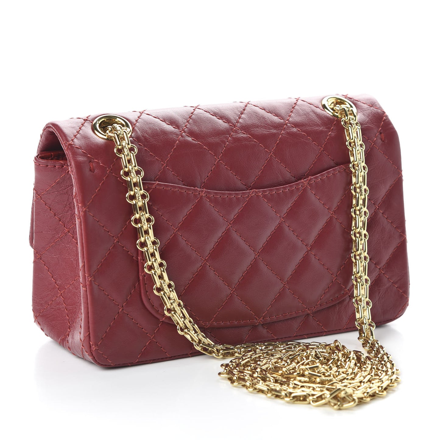 Aged Calfskin Quilted 2.55 Reissue Mini Flap Red