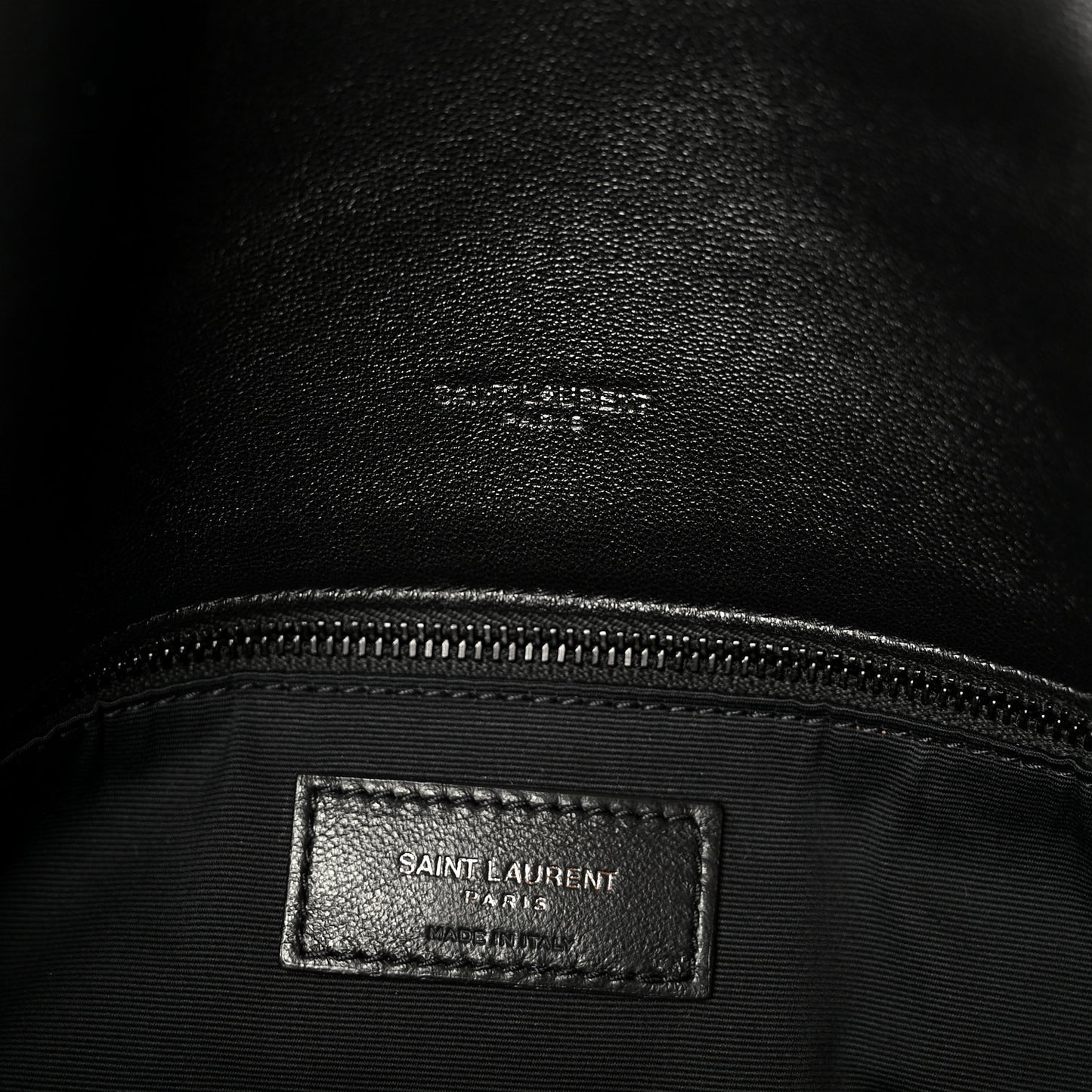 Lambskin Quilted Monogram Monochrome Medium Loulou Puffer Chain Satchel Black