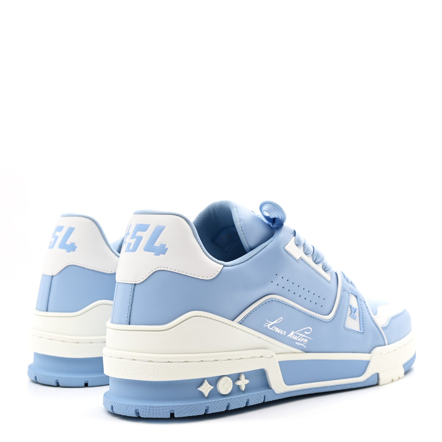 Calfskin Mens LV Trainer Sneakers 9 Blue