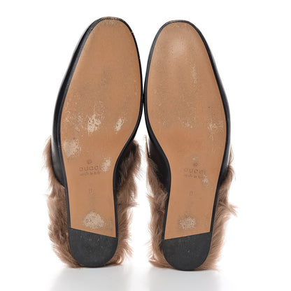 Gucci Calfskin Fur Mens Princetown Slippers 8 Black 6 of 7