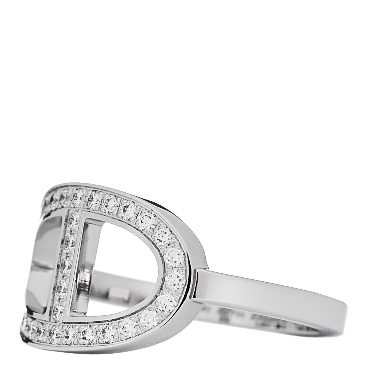 Hermes 18K White Gold Diamond MM Chaine d'Ancre Contour Ring 50 5.25 3 of 6