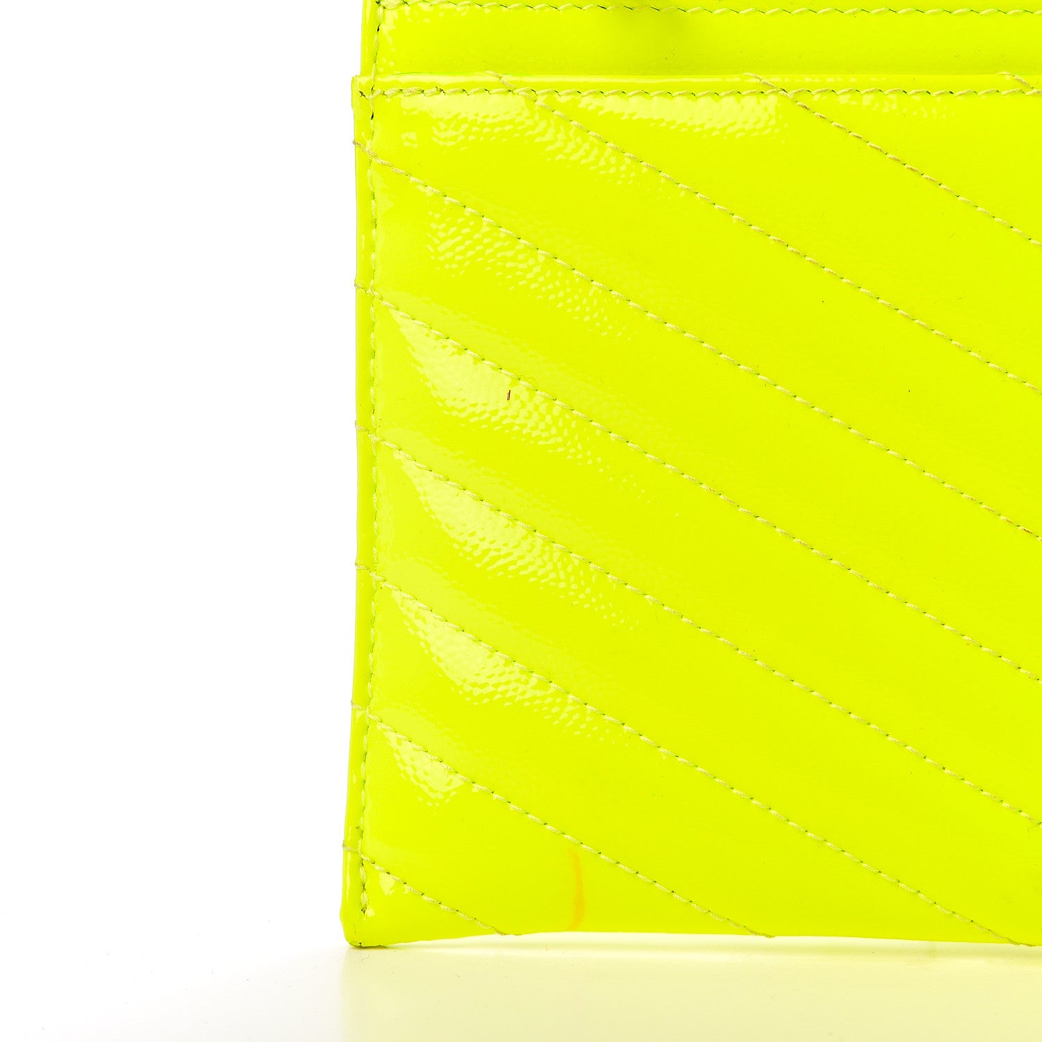 Saint Laurent Patent Grain De Poudre Matelasse Chevron Monogram Bill Pouch Neon Yellow 7 of 9
