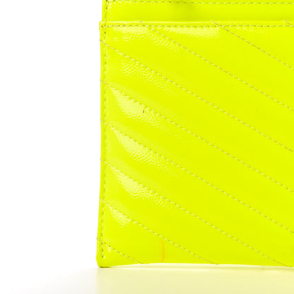 Saint Laurent Patent Grain De Poudre Matelasse Chevron Monogram Bill Pouch Neon Yellow 7 of 9