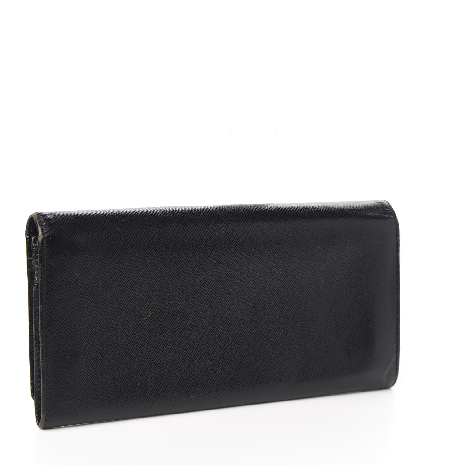 Prada Saffiano Continental Flap Wallet Black 2 of 10