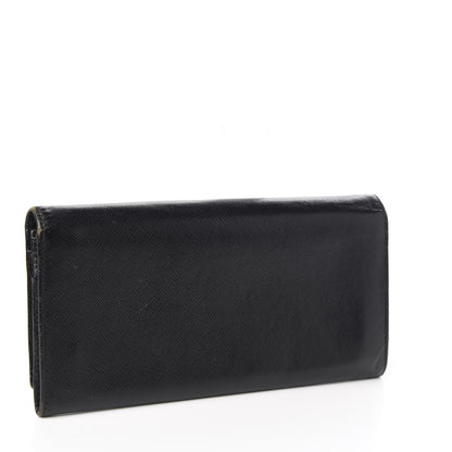 Prada Saffiano Continental Flap Wallet Black 2 of 10