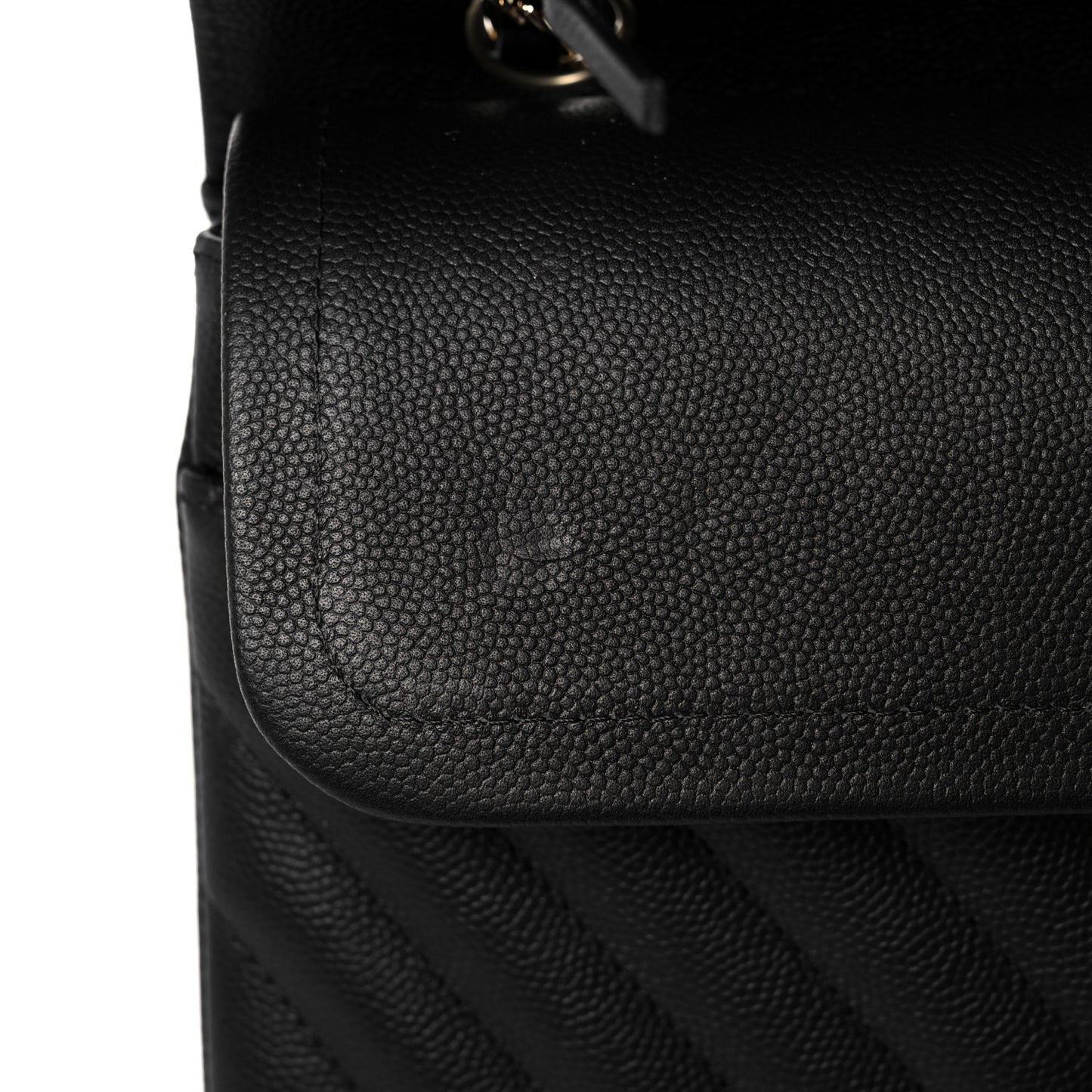 Caviar Chevron Quilted Medium Double Flap Black