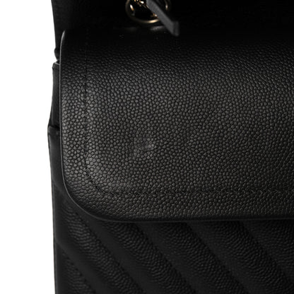 Chanel Caviar Chevron Quilted Medium Double Flap Black 12 of 13