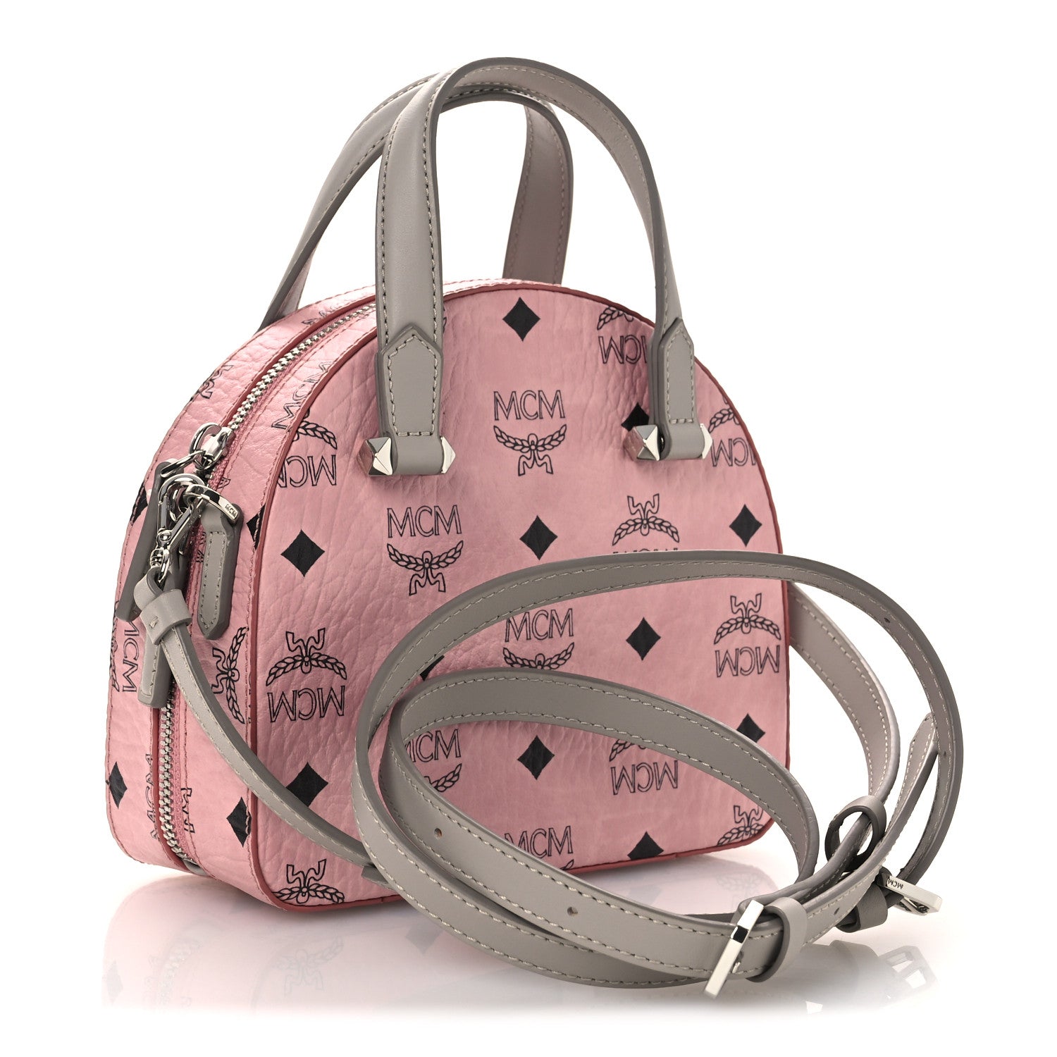 MCM Visetos Mini Half Moon Crossbody Bag Soft Pink 3 of 12