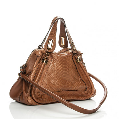 Chloe Python Calfskin Medium Paraty Speculoos Brown 3 of 8