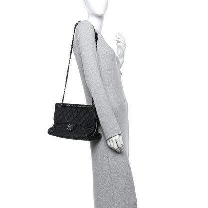 Chanel Crumpled Grained Calfskin Jumbo CC Crave Flap Black 2 of 11
