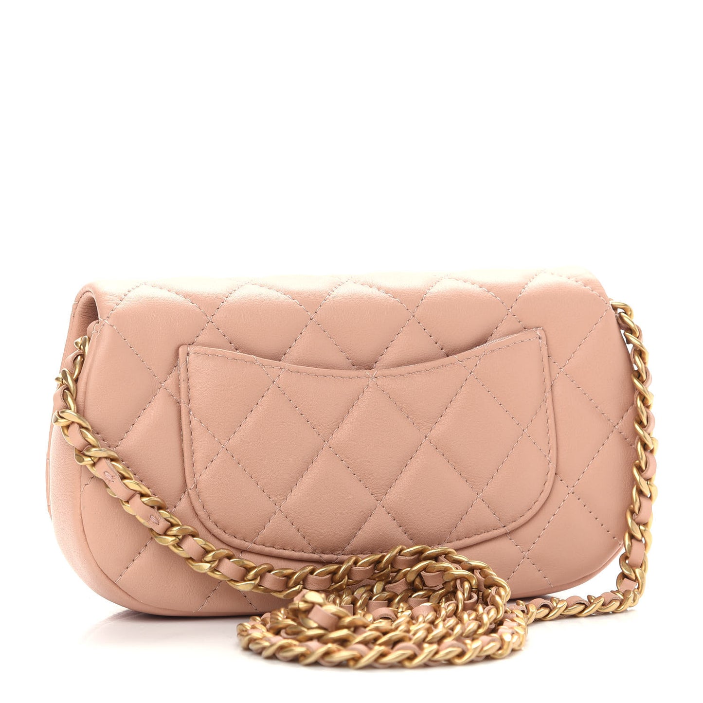 Calfskin Quilted Coco Mail Clutch With Chain Light Pink
