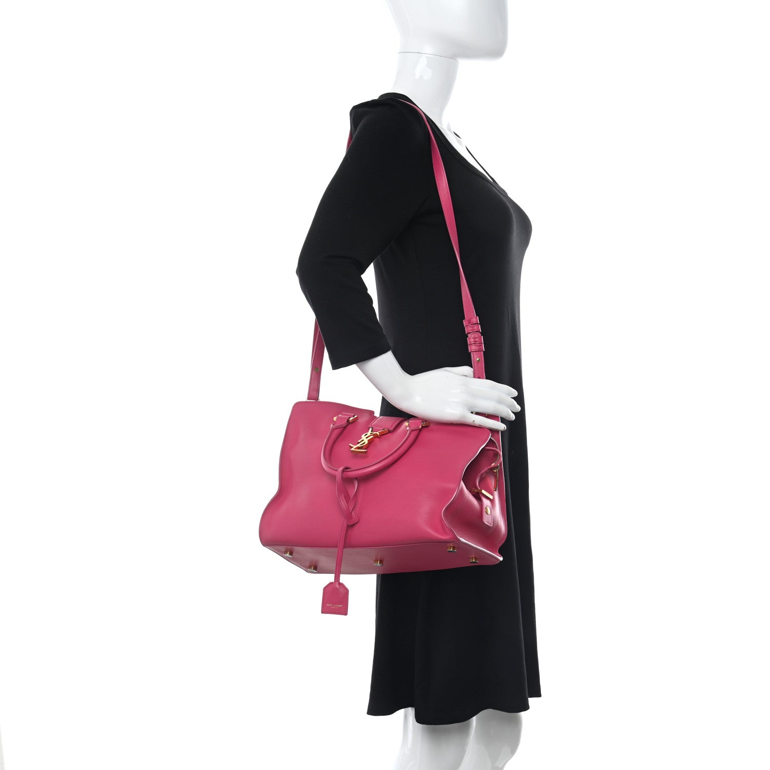 Saint Laurent Calfskin Small Monogram Cabas Fuchsia 3 of 16