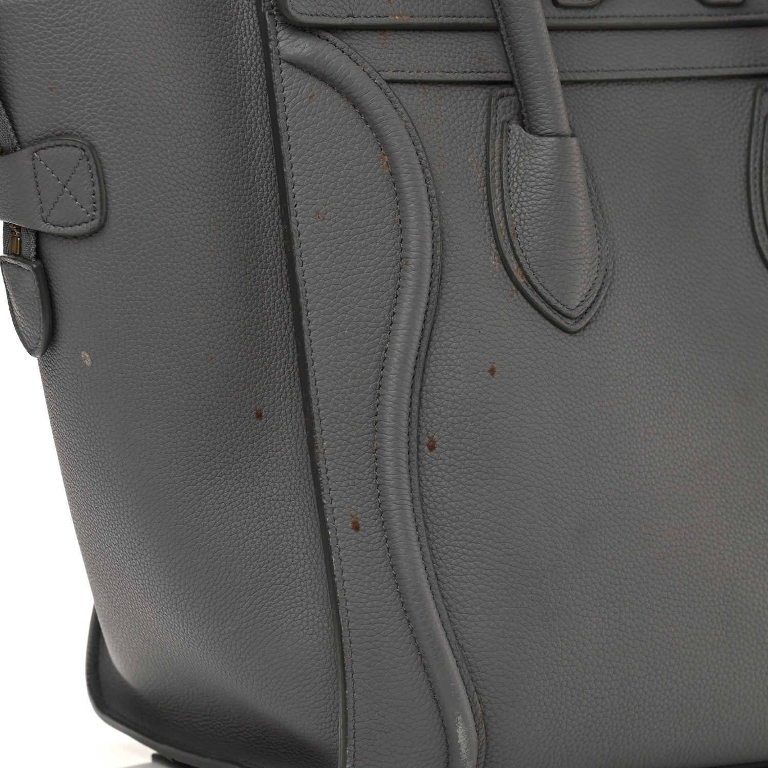 Celine Drummed Calfskin Mini Luggage Kohl 10 of 13