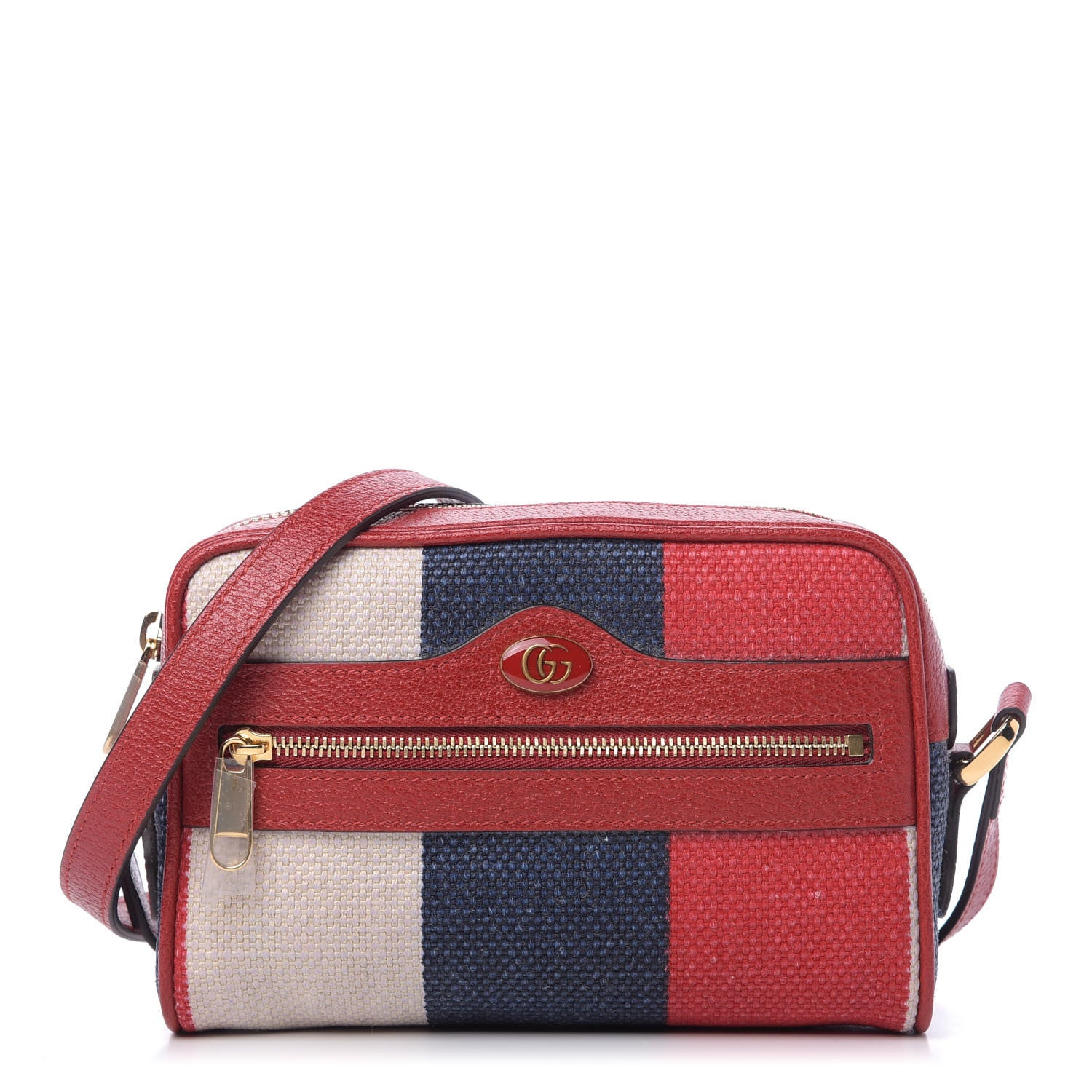 Gucci Canvas Sylvie Stripe Mini Ophidia Camera Bag Mystic White Hibiscus Red Maritime 1 of 10