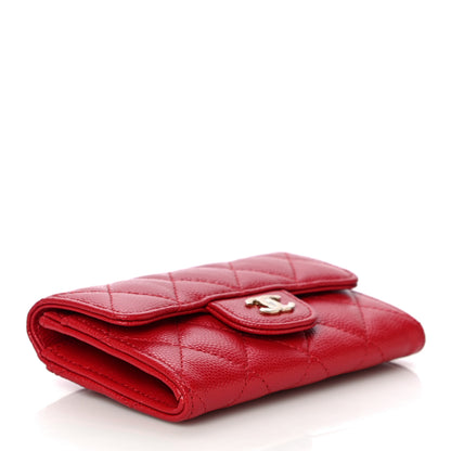 Chanel Caviar Quilted Flap Card Holder Wallet Red 4 of 12