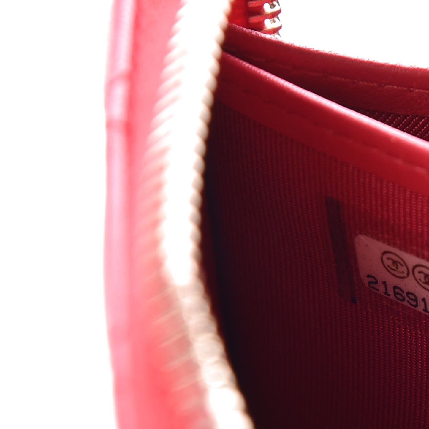Lambskin Quilted Large Gusset Zip Around Wallet Red