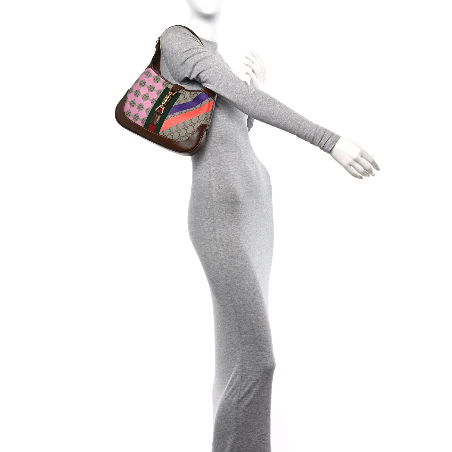 Gucci GG Supreme Monogram Azalea Calfskin Print Web Small Jackie 1961 Hobo Multicolor 3 of 10