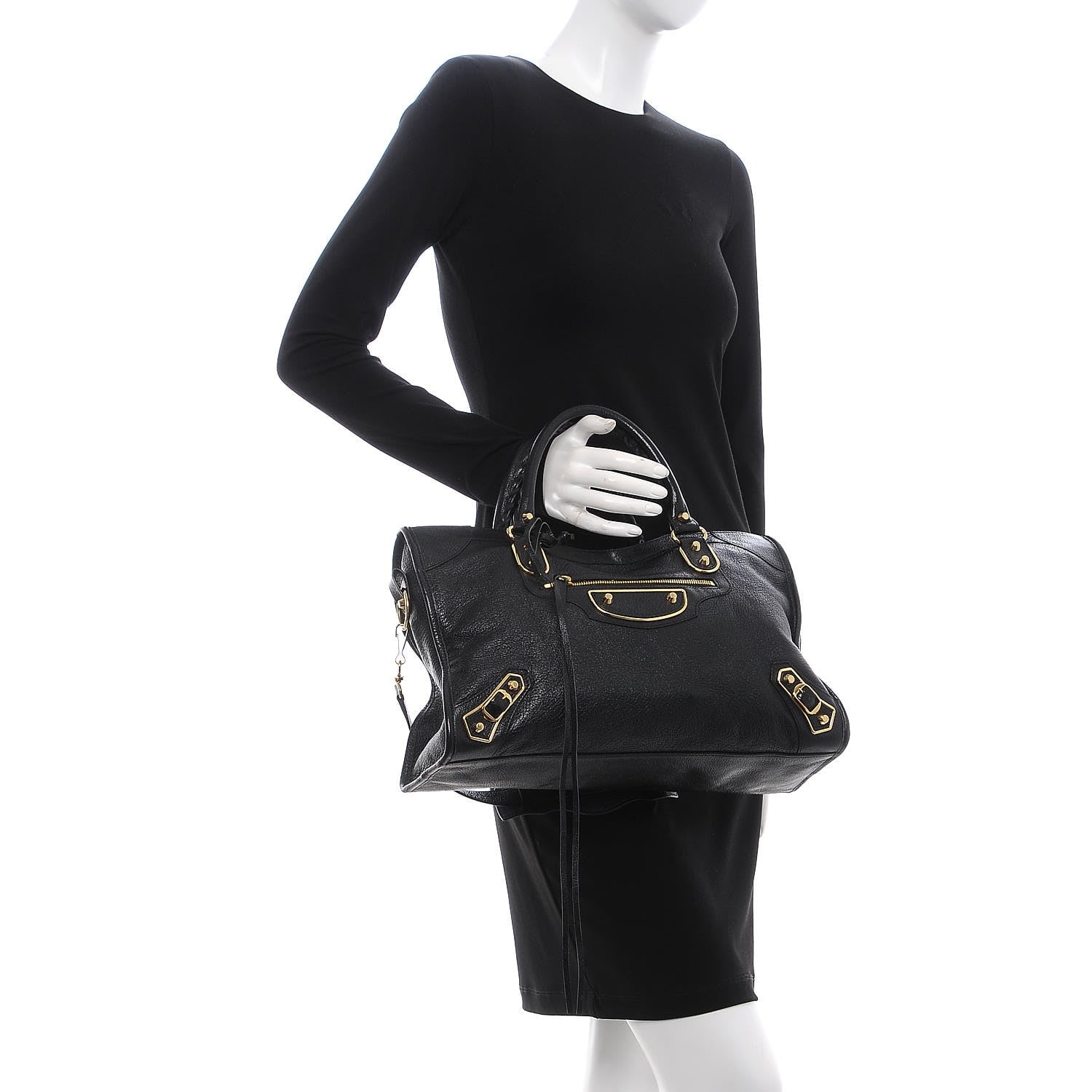 Balenciaga Chevre Gold Metallic Edge Hardware City Black 2 of 8