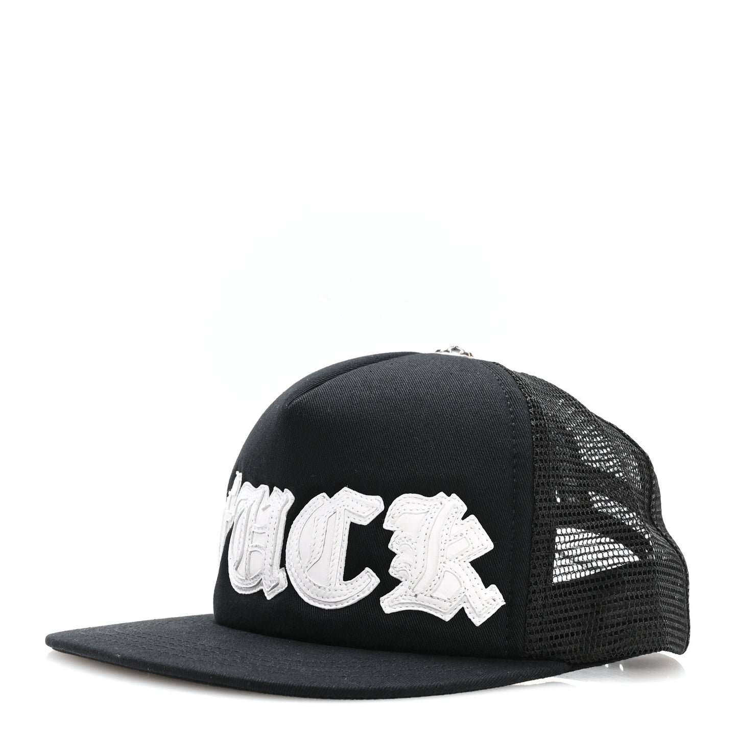 Cotton Mesh Lambskin FCK Trucker Hat Black White