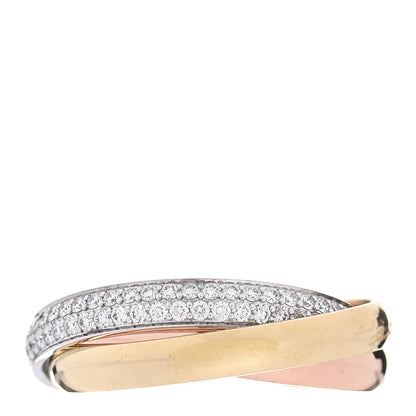 Cartier 18K White Yellow Pink Gold Diamond Small Trinity Paved Ring 53 6.25 1 of 5