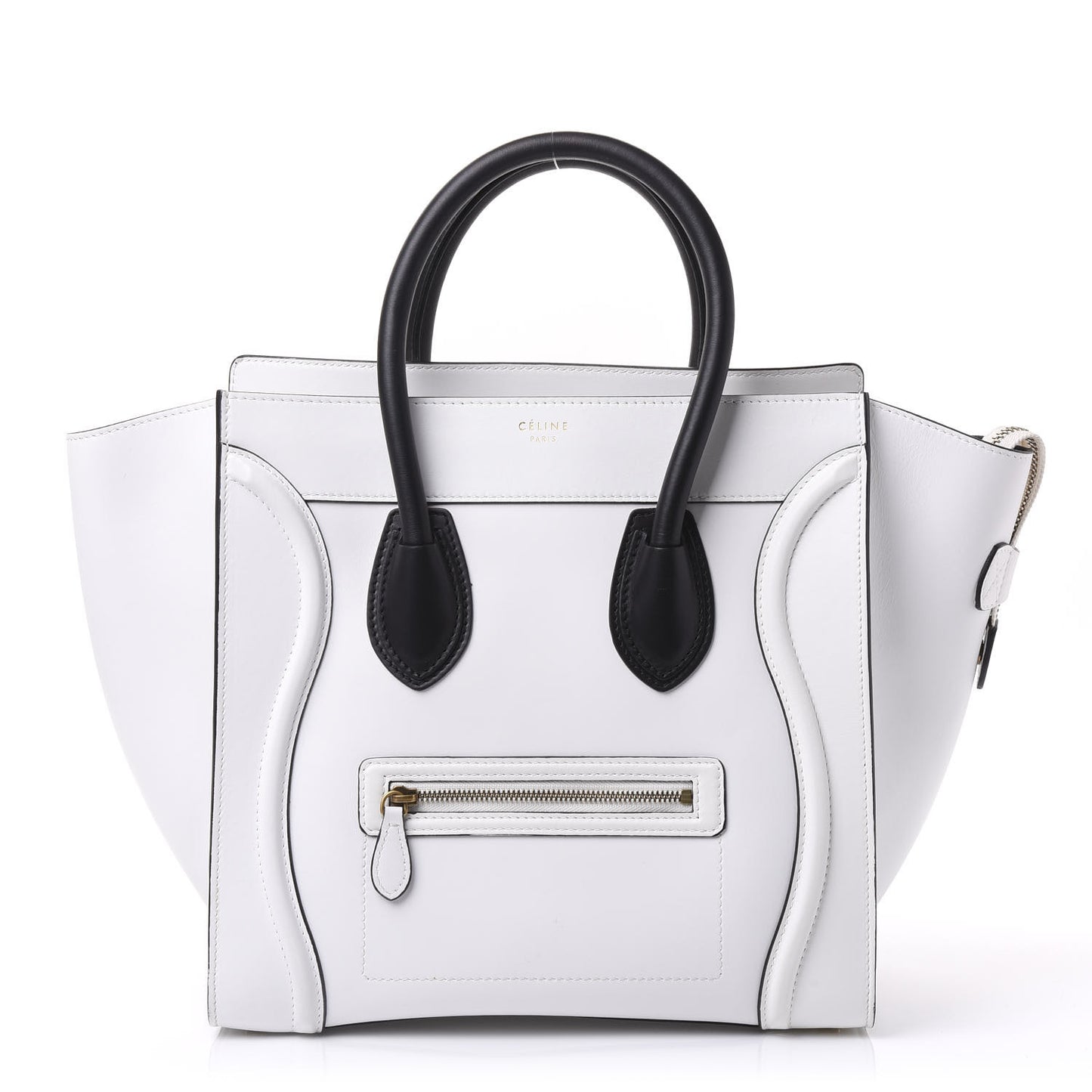 Satin Calfskin Mini Bi-Color Luggage White Black
