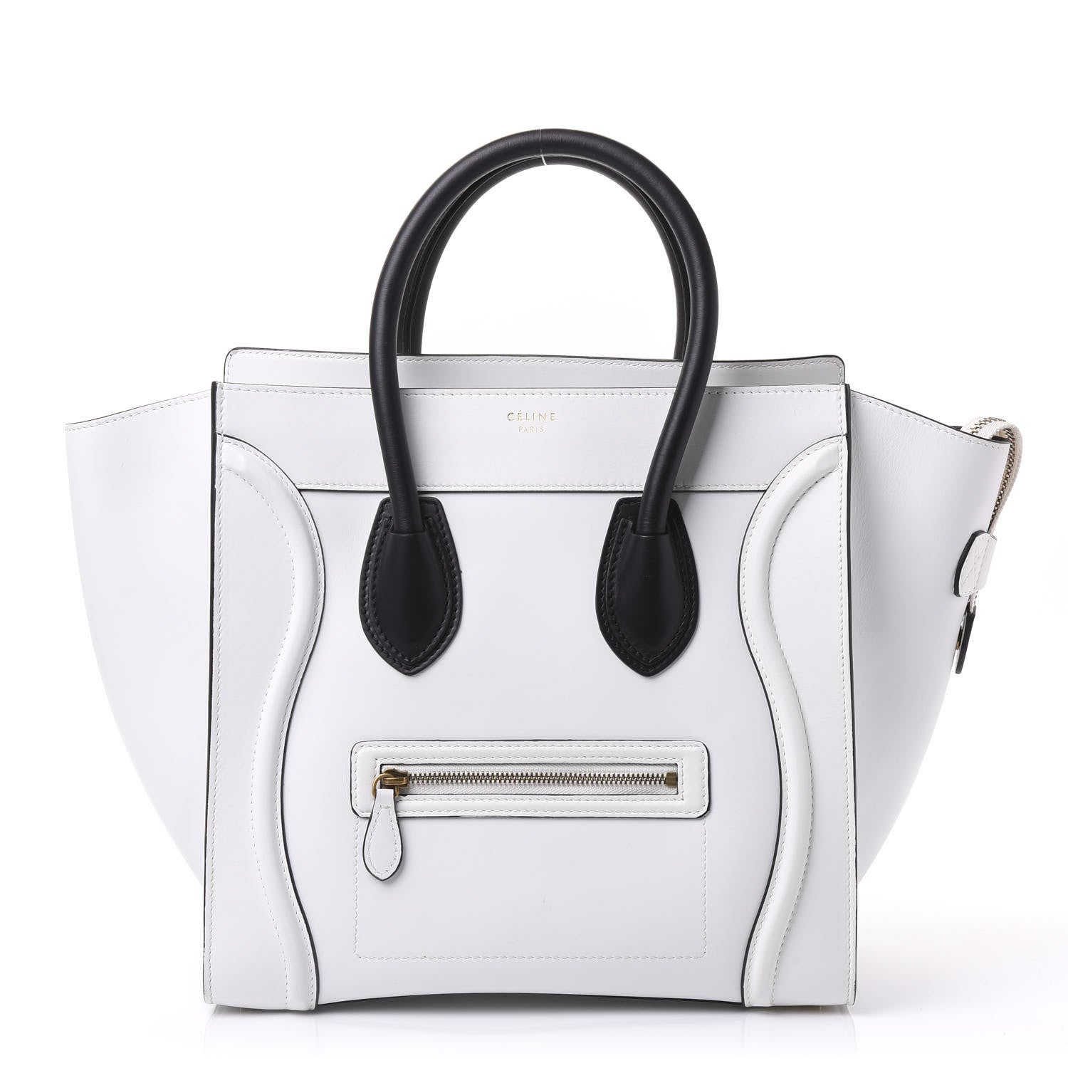 Celine Satin Calfskin Mini Bi-Color Luggage White Black 1 of 8