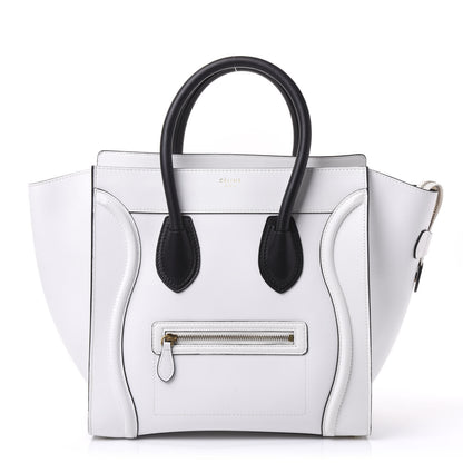 Celine Satin Calfskin Mini Bi-Color Luggage White Black 1 of 8