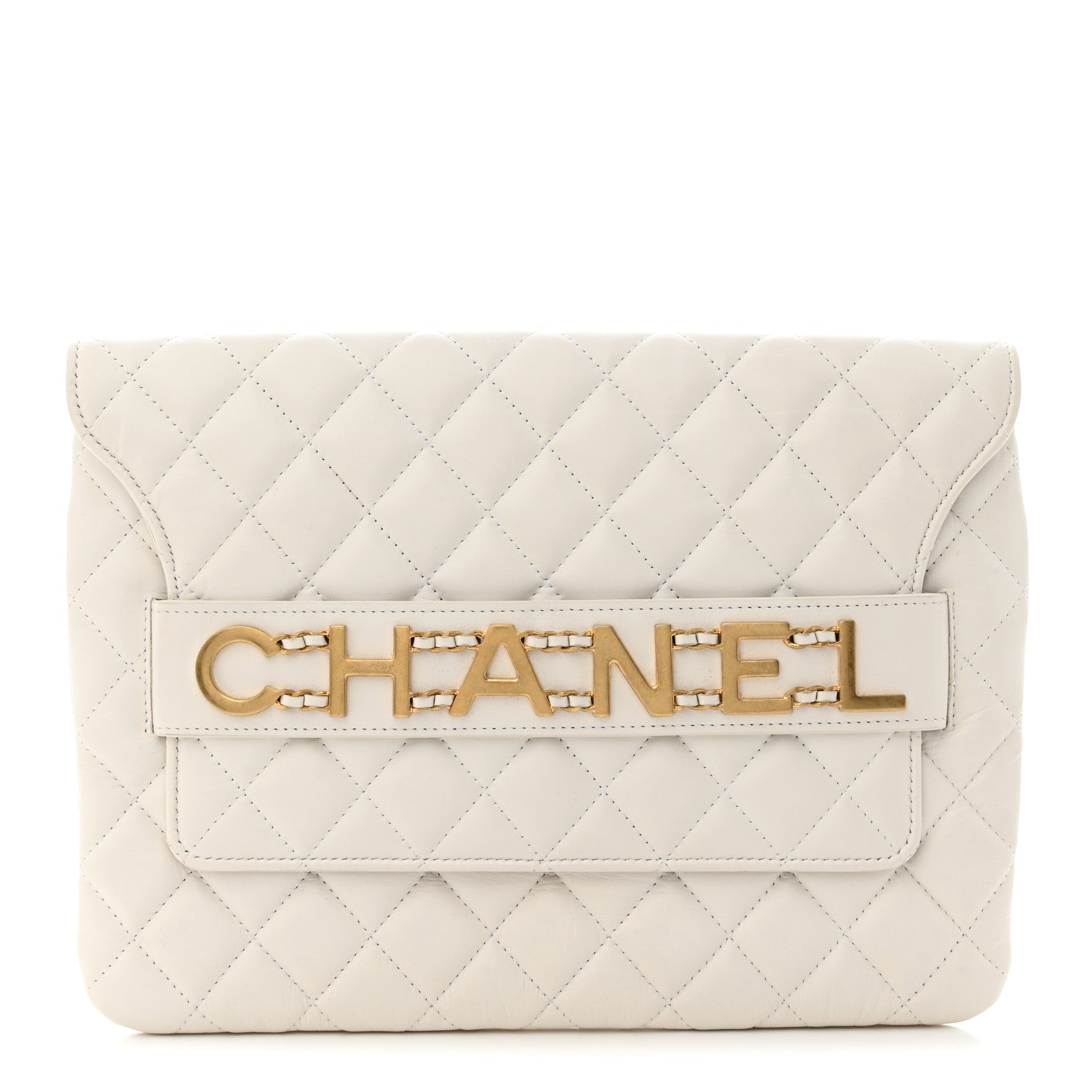 Chanel Calfskin Quilted Logo Flap Case White 1 of 11