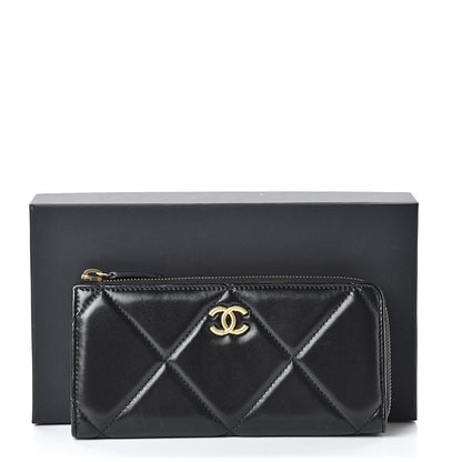 Chanel Lambskin Quilted Large Gusset Zipped Wallet Black 13 of 13