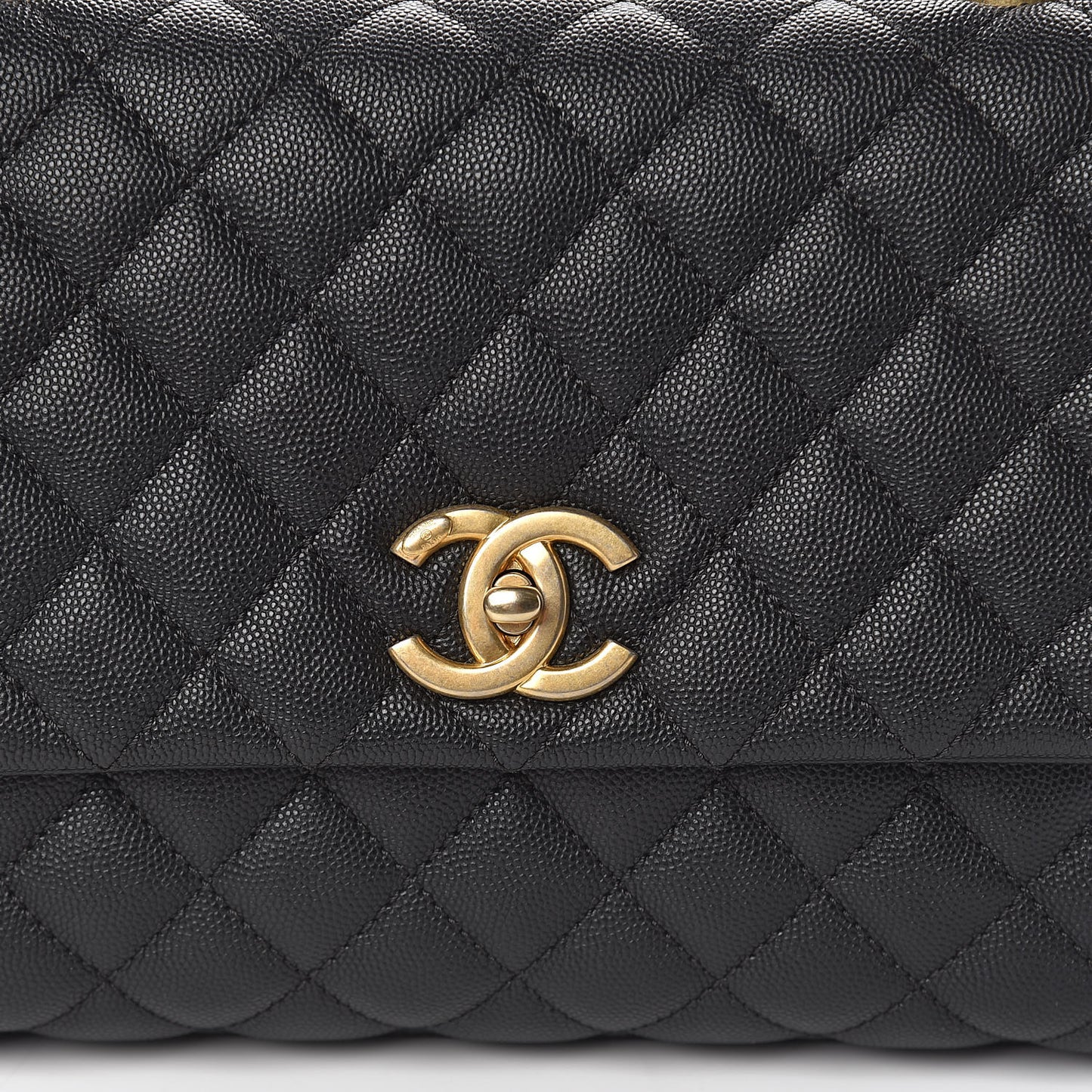 Caviar Quilted Small Coco Handle Flap Black