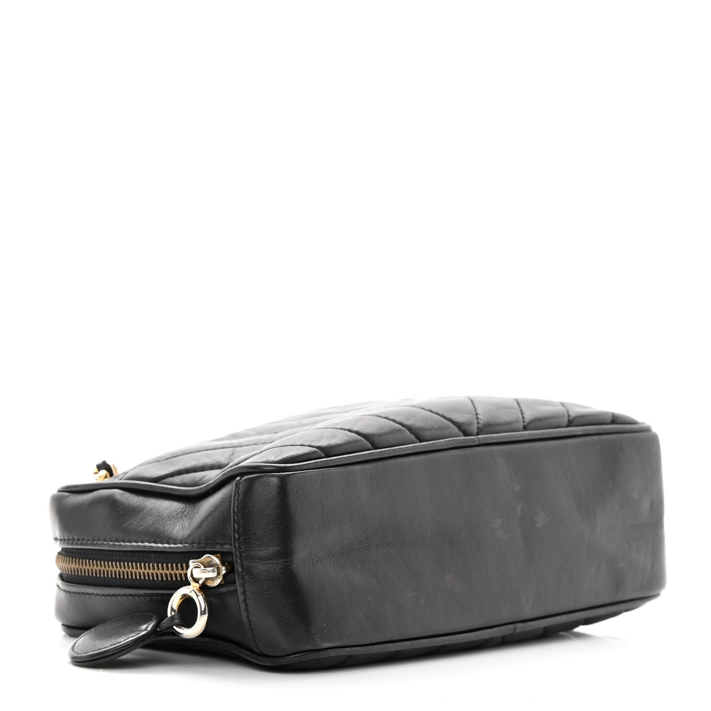 Lambskin Chevron Quilted Small Camera Case Black