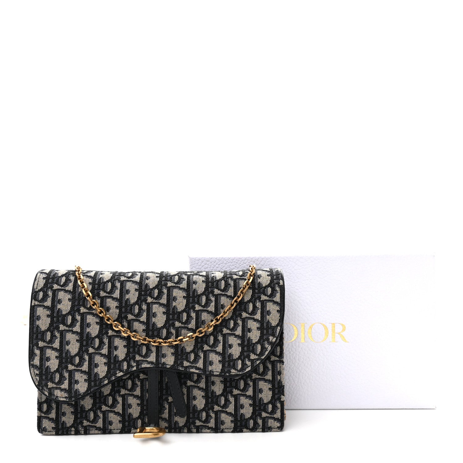 Christian Dior Oblique Saddle Chain Pouch Blue 11 of 11
