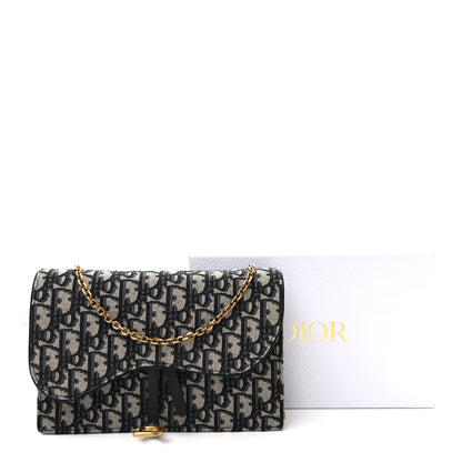 Christian Dior Oblique Saddle Chain Pouch Blue 11 of 11