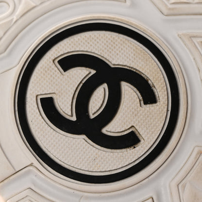 Chanel Suede Calfskin Lambskin Neoprene High Top CC Sneakers 39.5 White Fluo Orange 6 of 23