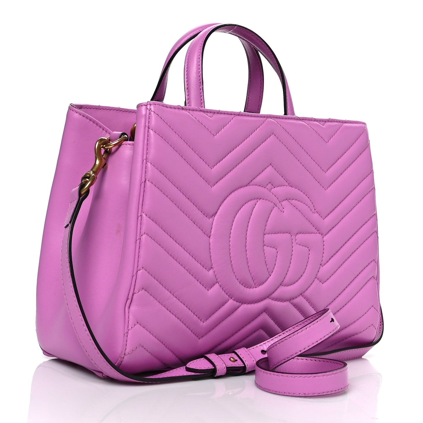 Calfskin Matelasse Small GG Marmont Tote Candy Mousse