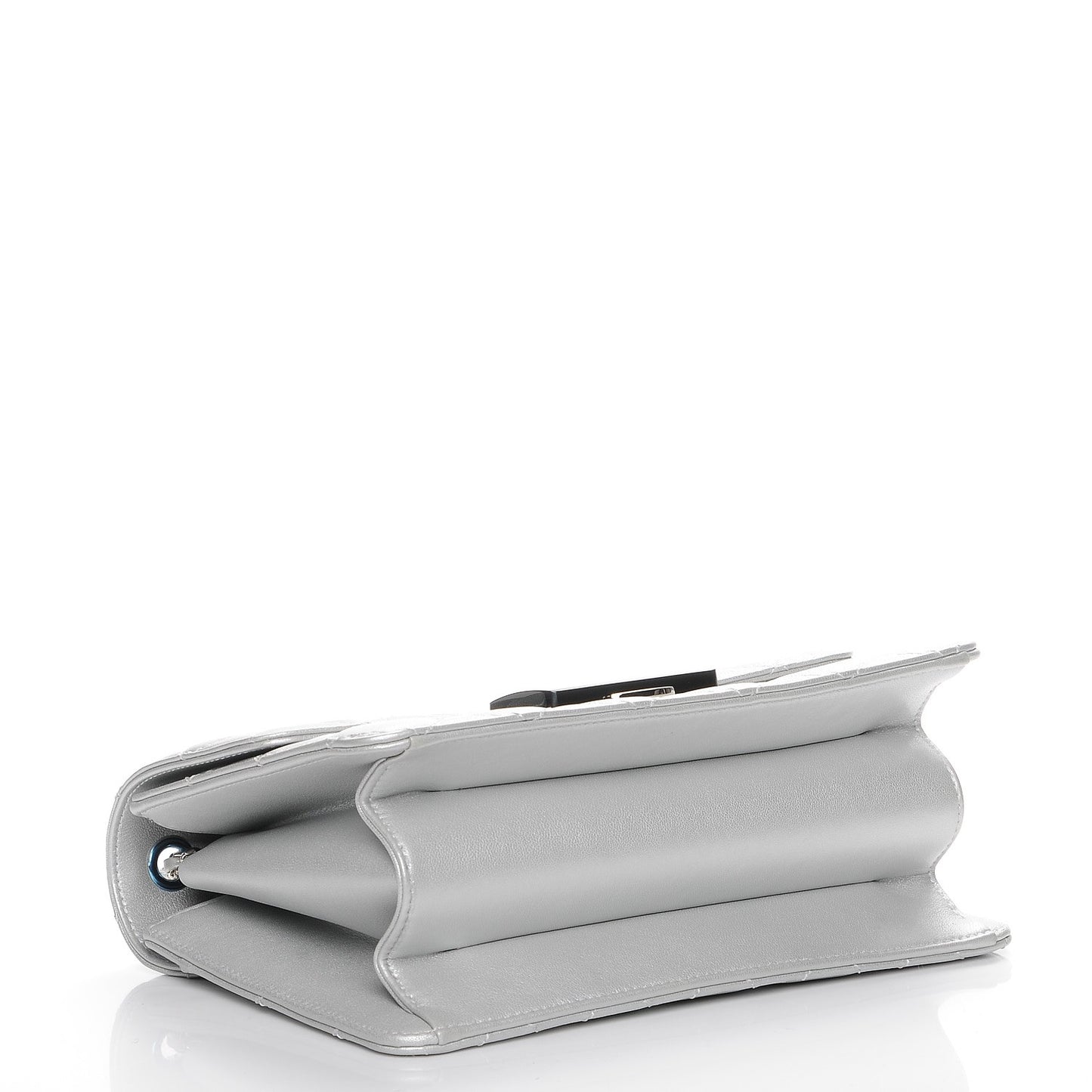Metallic Sheepskin Quilted Beauty Lock Flap Silver