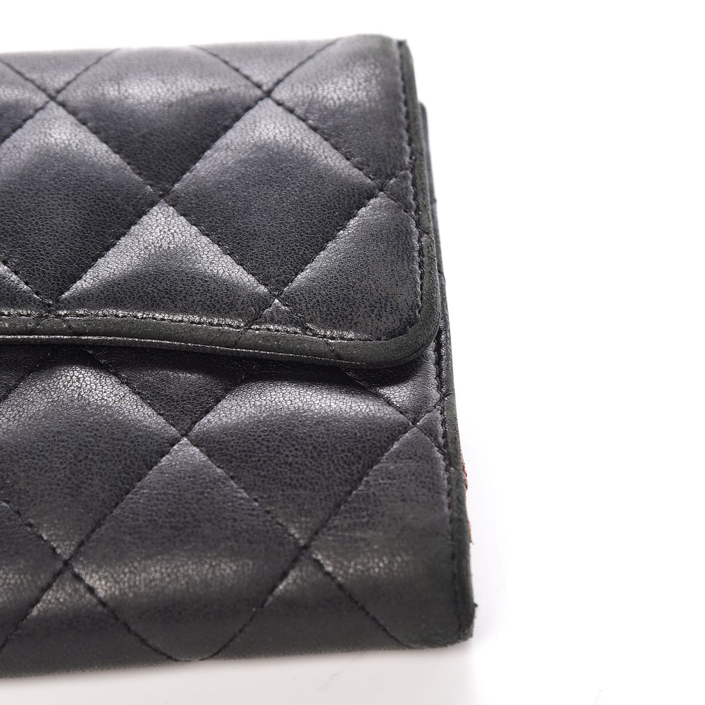 Lambskin Quilted Large Flap Wallet Black